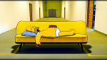 Гомер Симпсон спит на диване