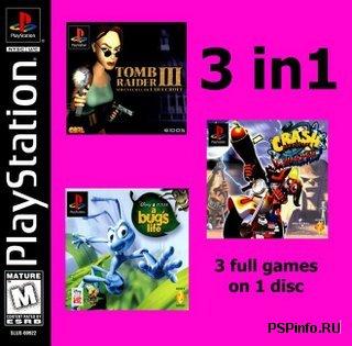 3 in 1 (Tomb Raider 3, Crash Bandicoot 3 Warped, Bug's Life)
