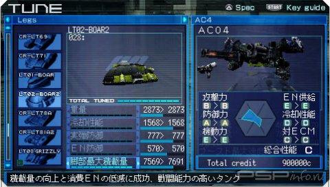 ������ ��������� � ������� Armored Core: Last Raven Portable