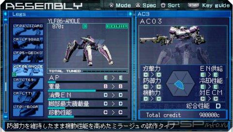 ������ ��������� � ������� Armored Core: Last Raven Portable