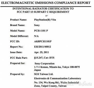 PlayStation Vita   FCC